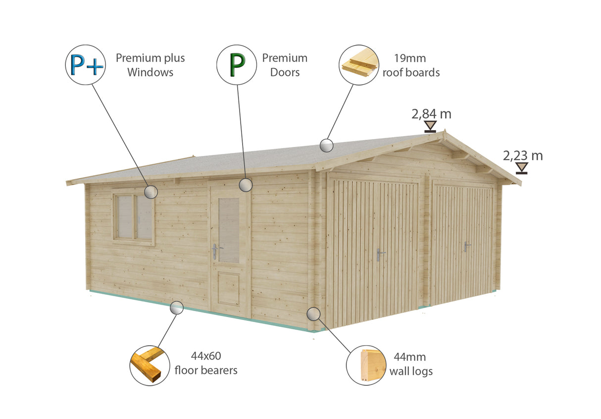 Shire 18x18 Apex 44mm Garage
