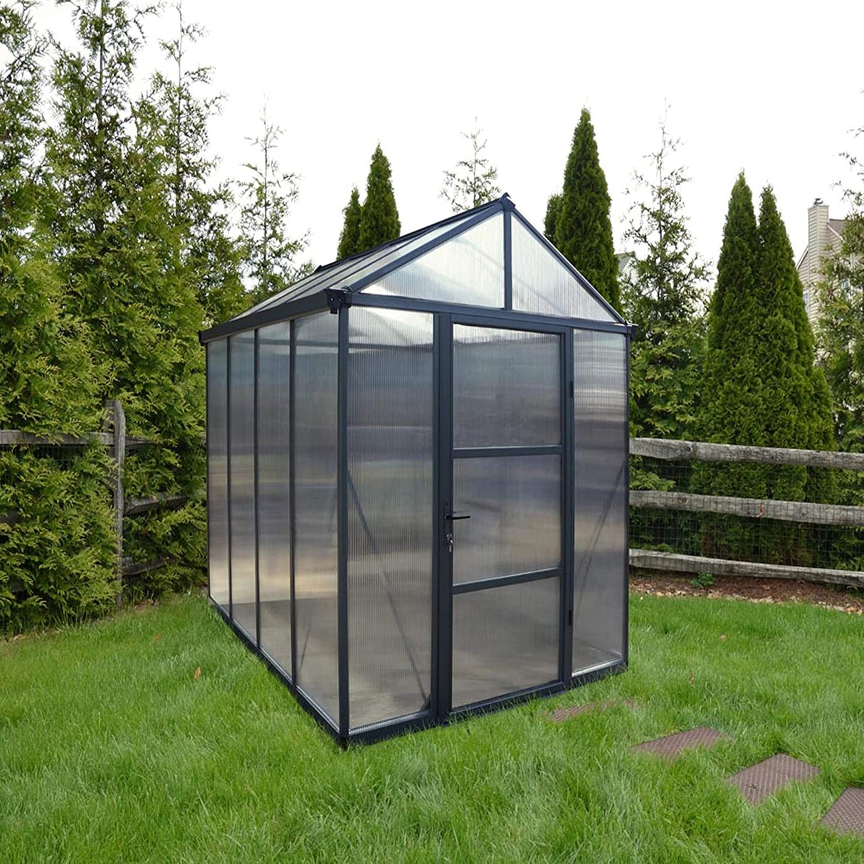 Glory 6' x 8' Greenhouse - Grey Frame & Multiwall Polycarbonate Panels