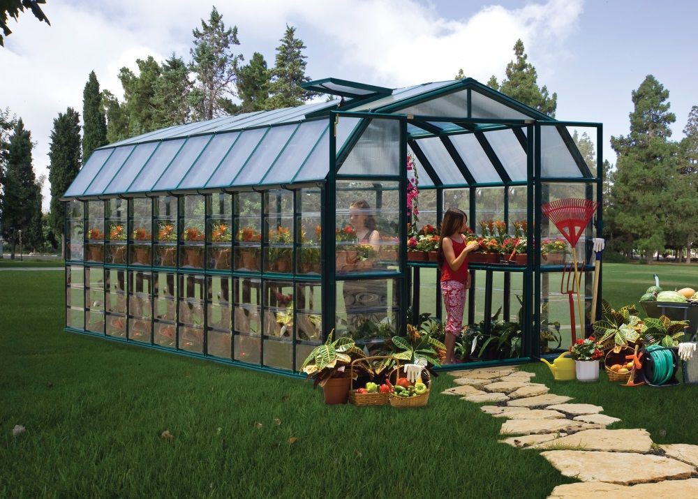 Grand Gardener 8' x 20' Greenhouse - Green Frame & Hybrid Polycarbonate Panels