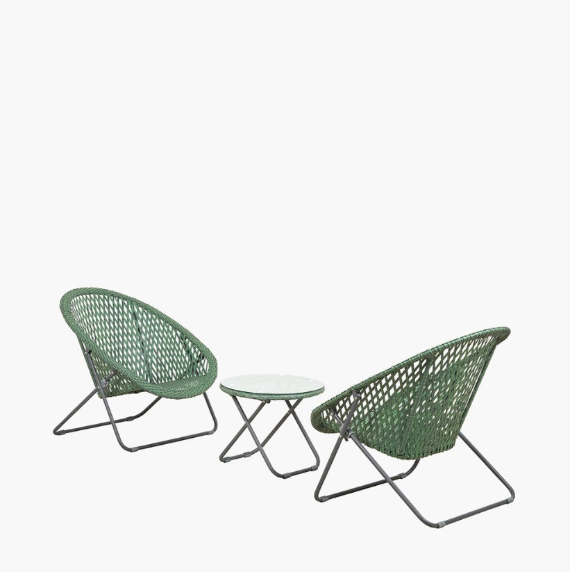 Tobs Outdoor Green Foldable Loungers Set