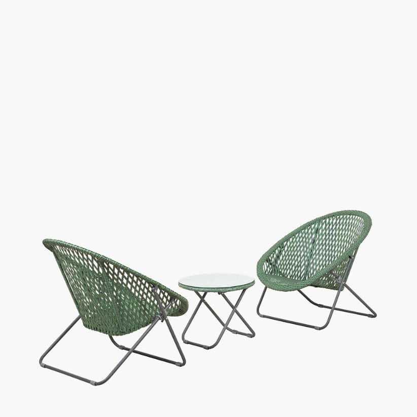 Tobs Outdoor Green Foldable Loungers Set