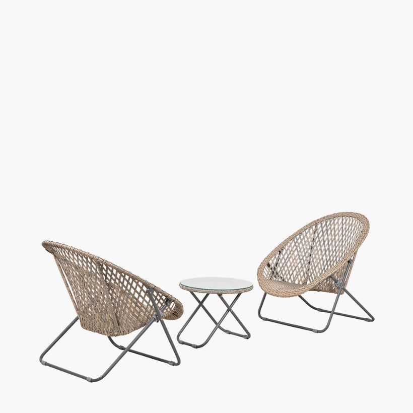 Tobs Outdoor Grey Foldable Loungers Set