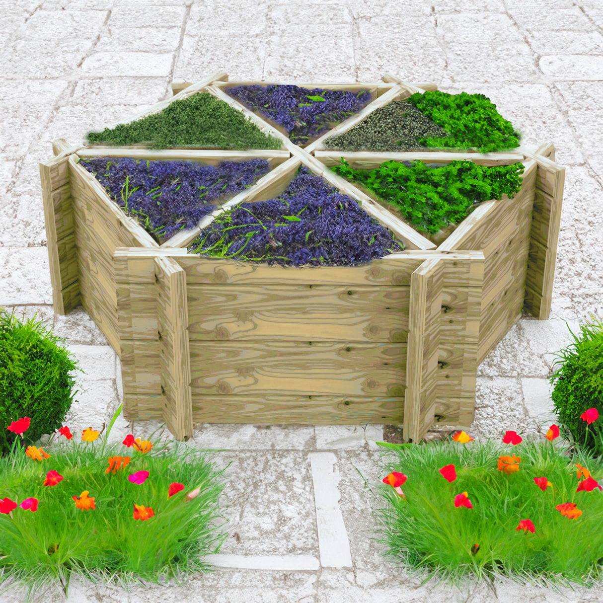 Shire Hexagonal Planter Pressure Treated with 6 Segments