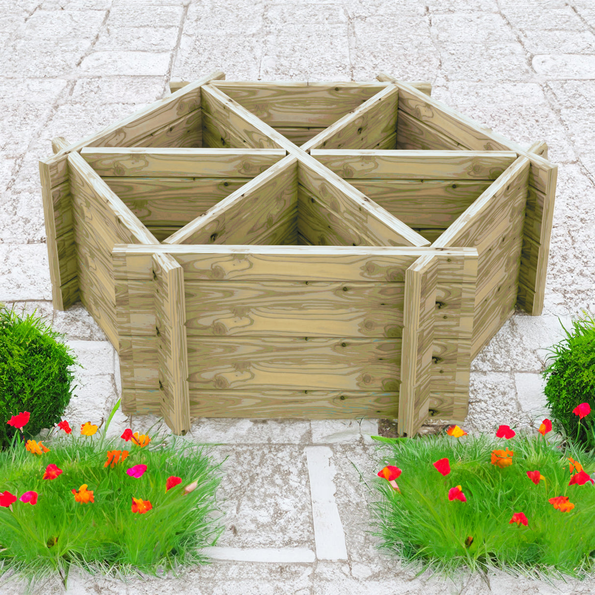 Shire Hexagonal Planter Pressure Treated with 6 Segments