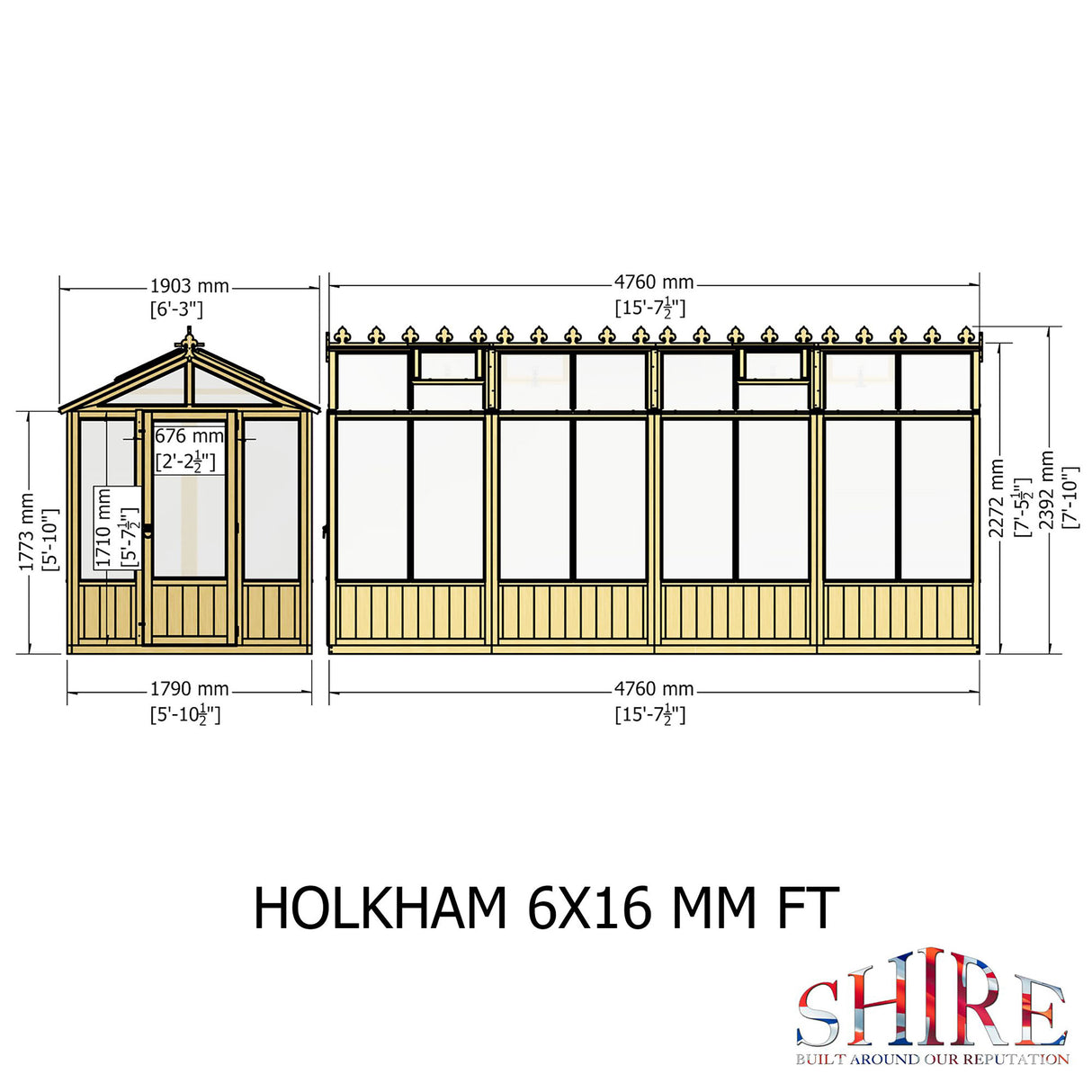 Shire Holkham 6x16 Wooden Greenhouse