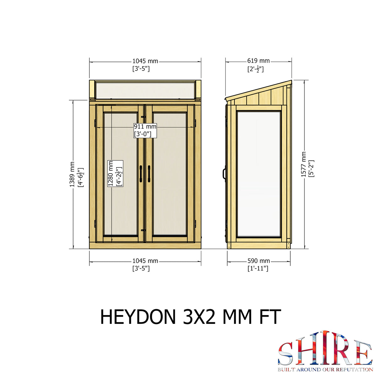 Shire Heydon 3x2 Wooden Greenhouse