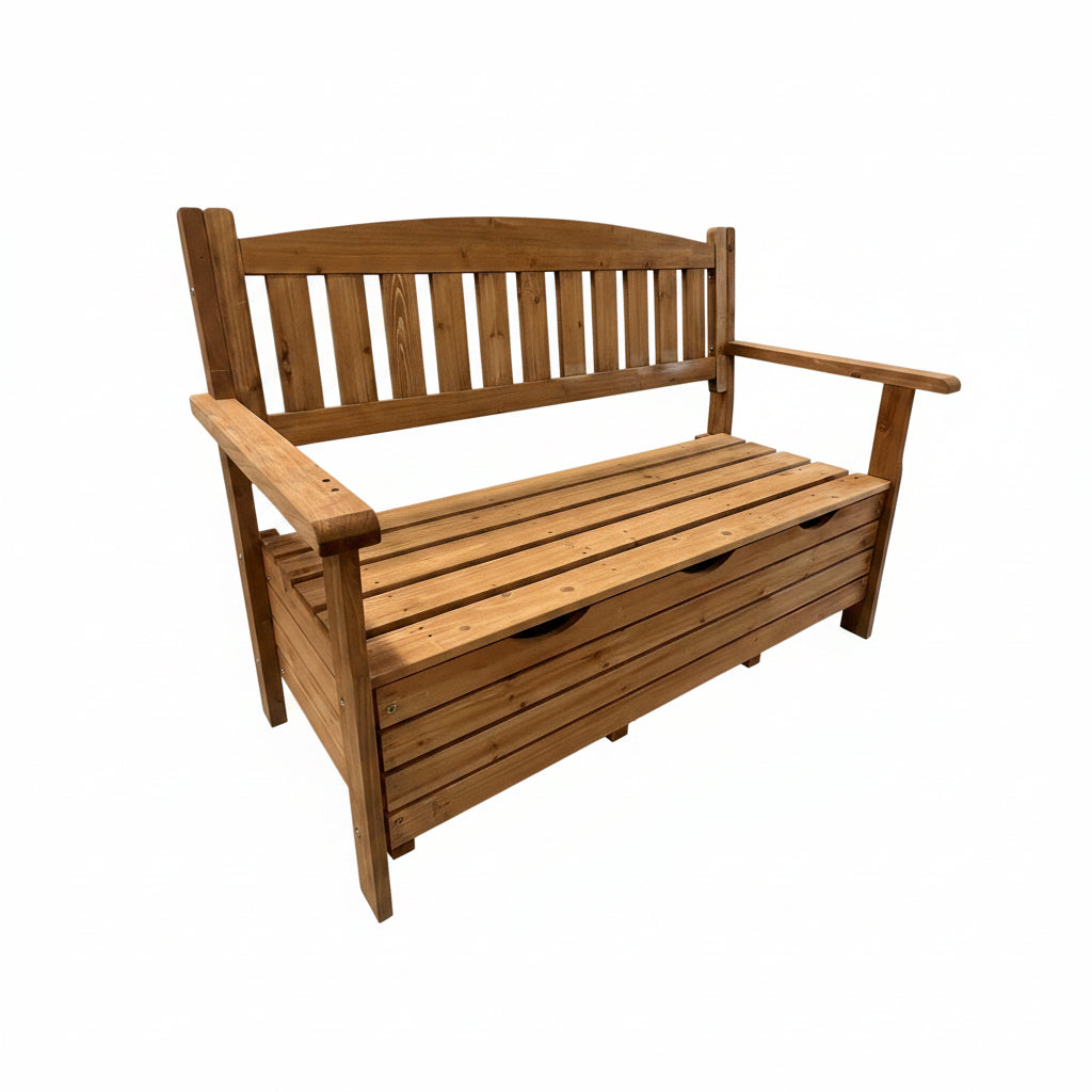 Wooden Garden 2 Seat Bench with Storage Seat