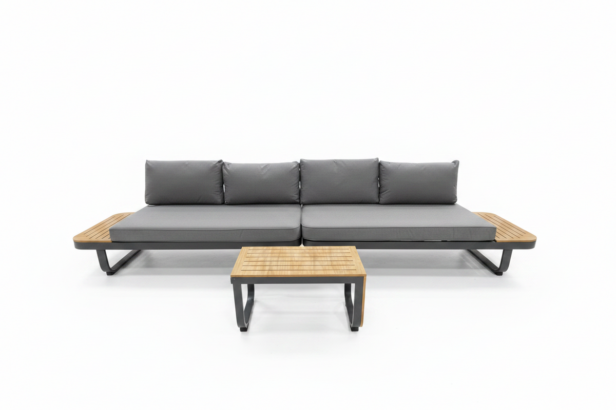 Miami Corner Garden Furniture Sofa Set Poly Wood in Dark Grey