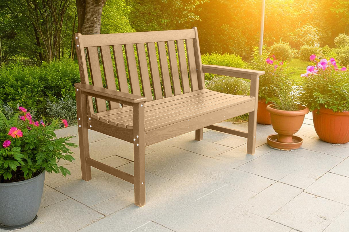 Vienna Wood Effect 2 Seat Bench - Teak