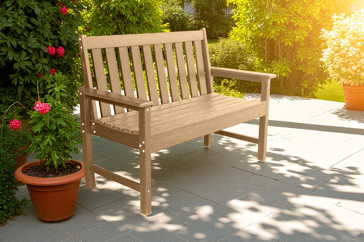 Vienna Wood Effect 2 Seat Bench - Teak