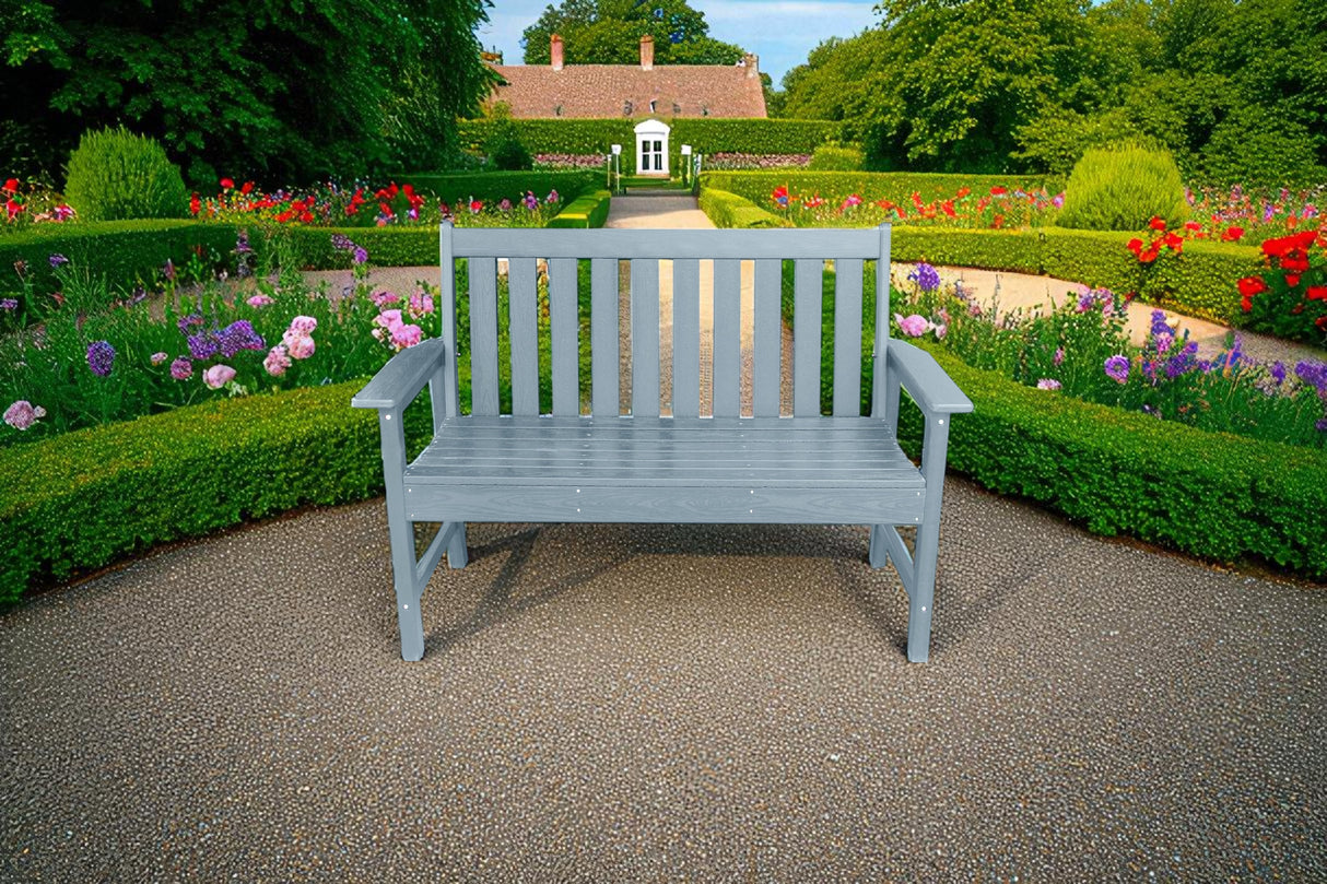 Vienna Wood Effect 2 Seat Bench - Light Grey