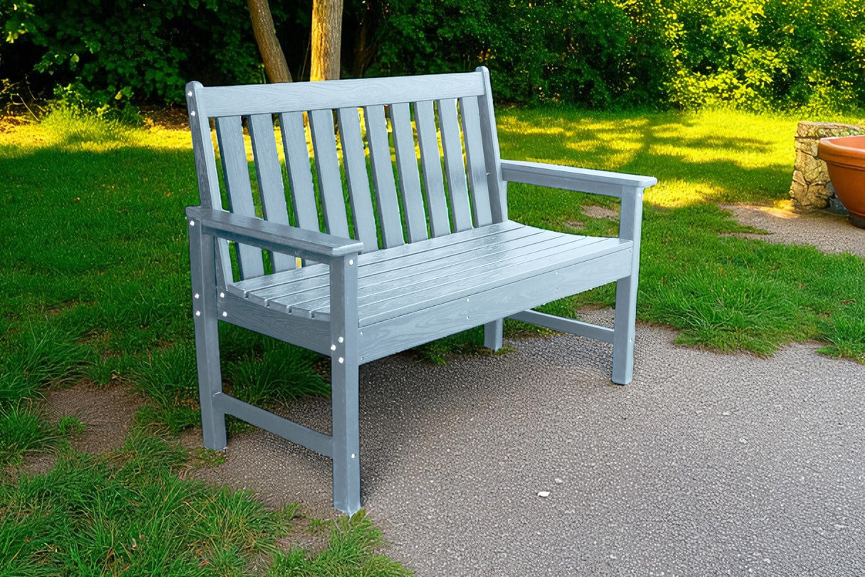 Vienna Wood Effect 2 Seat Bench - Light Grey