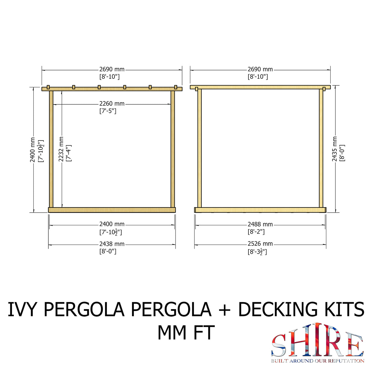 Shire 8x8 Ivy Pergola Kit with Decking