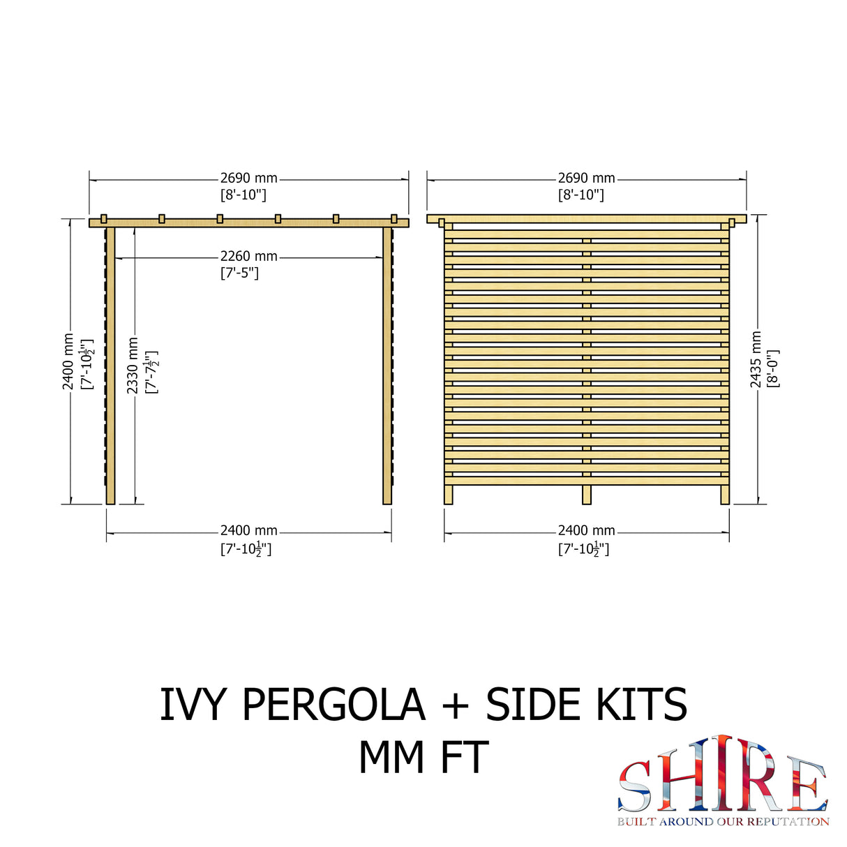 Shire 8x8 Ivy Pergola Kit with Sides