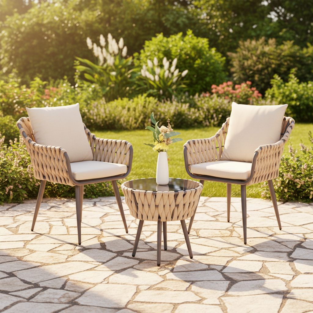 Kelly Rope Bistro Set Garden or Patio Furniture in Beige