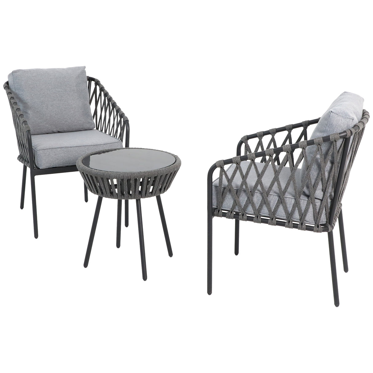 Kelly Rope Bistro Set Garden or Patio Furniture in Grey