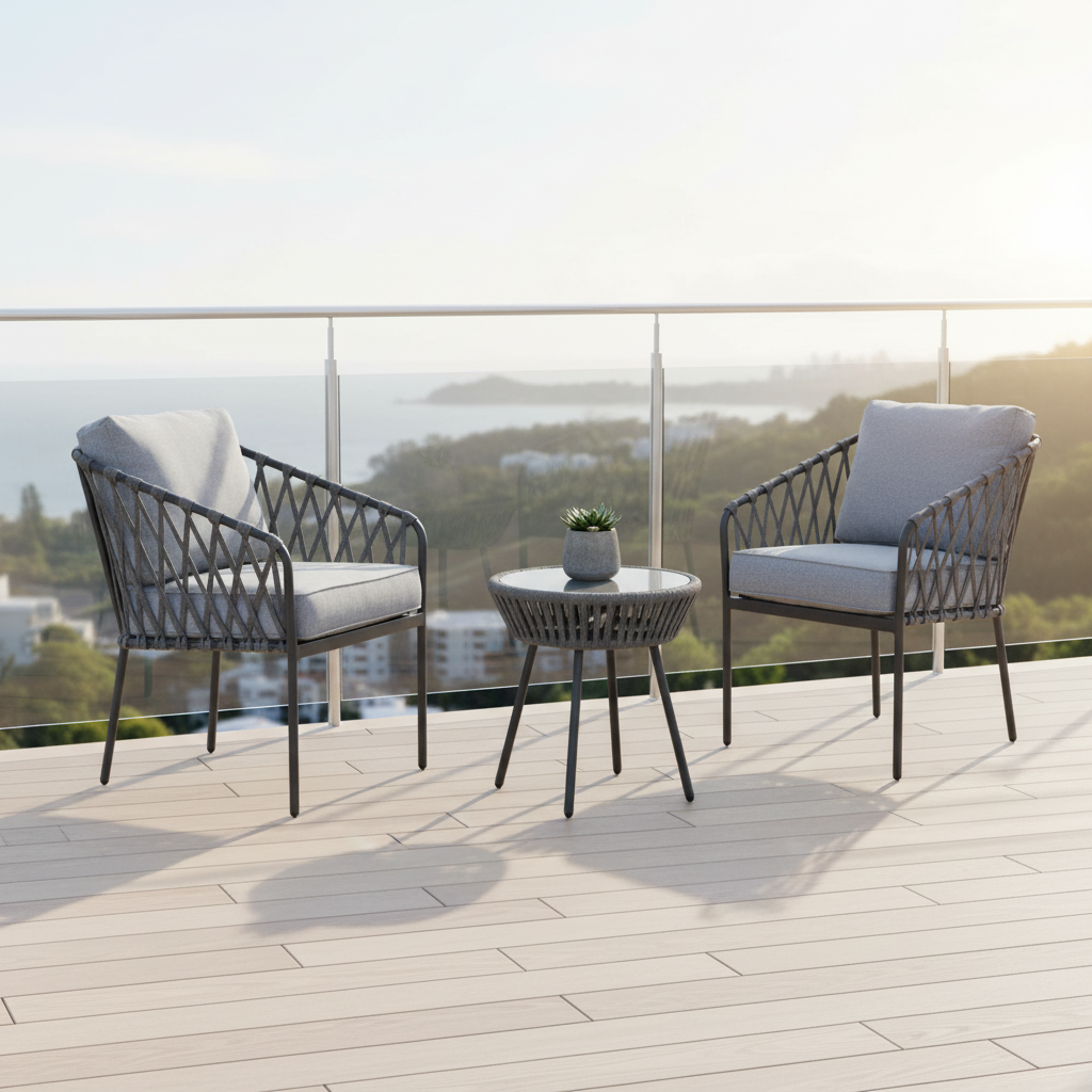 Kelly Rope Bistro Set Garden or Patio Furniture in Grey