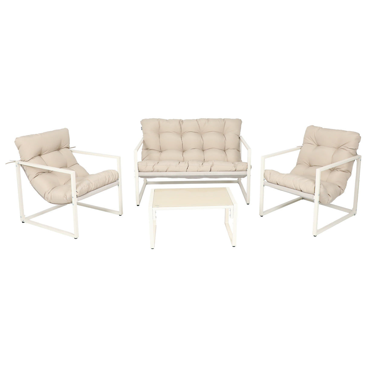Kelly White Frame 4 Piece Lounge Garden Furniture Set