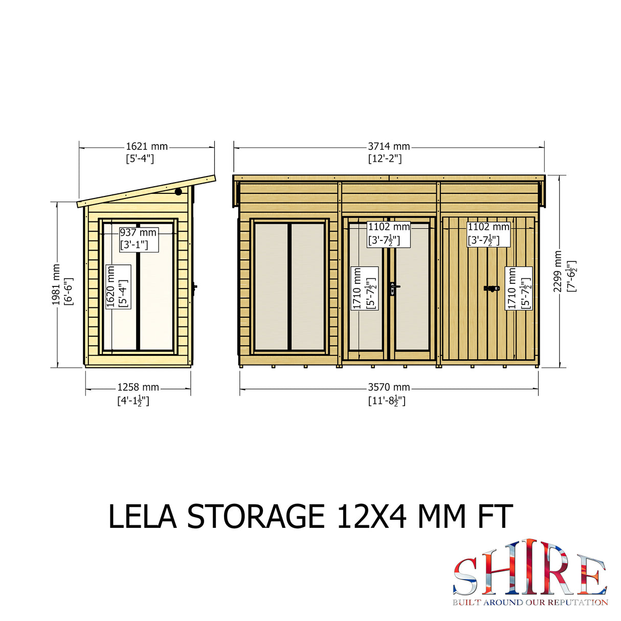 Shire Lela 12x4 Summerhouse with Storage Shed