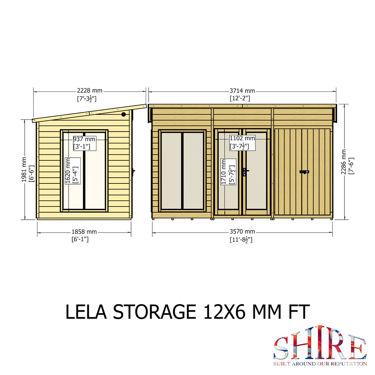 Shire Lela 12x6 Summerhouse with Storage Shed