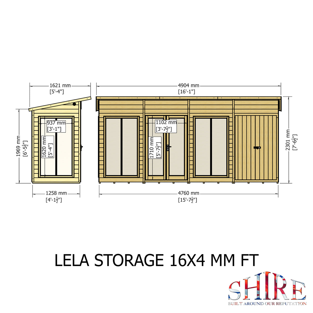 Shire Lela 16x4 Summerhouse with Storage Shed