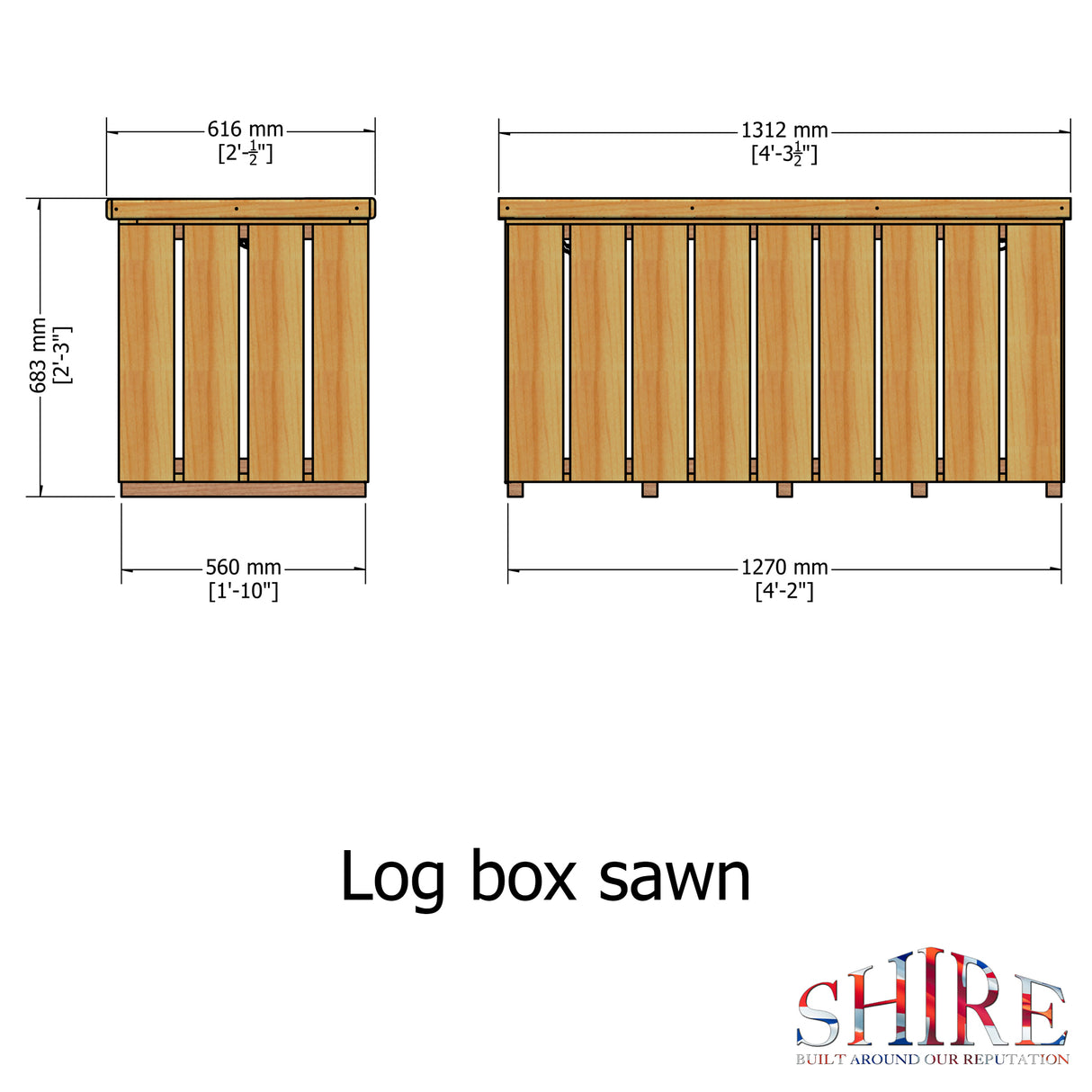 Shire Log Box Sawn Pressure Treated