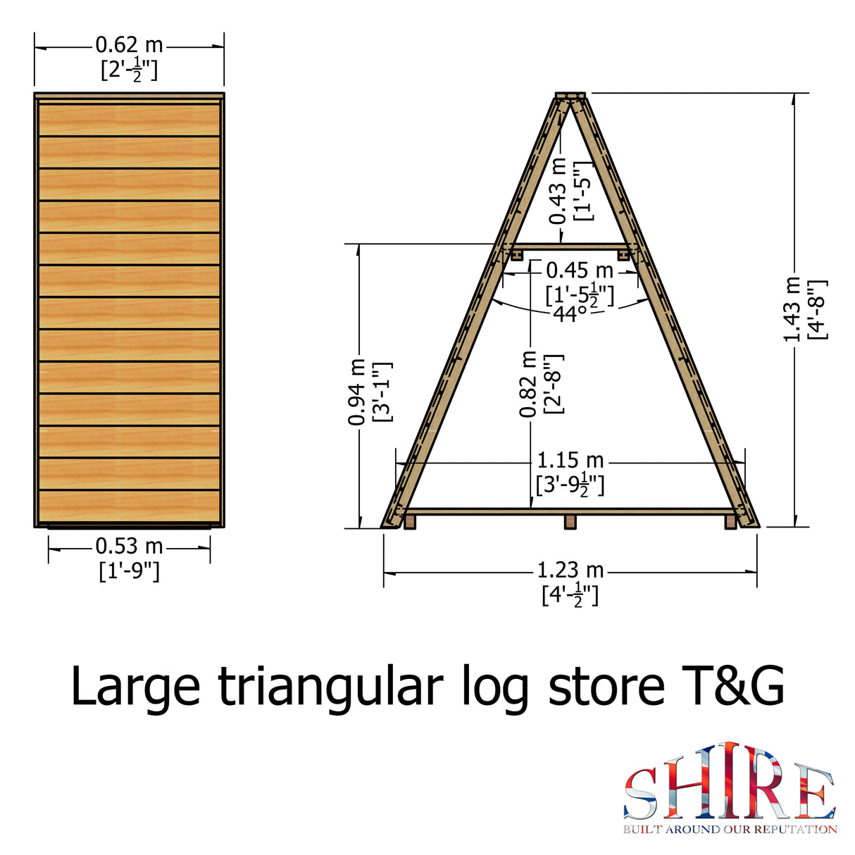 Shire Large Triangular Log Store T&G Pressure Treated