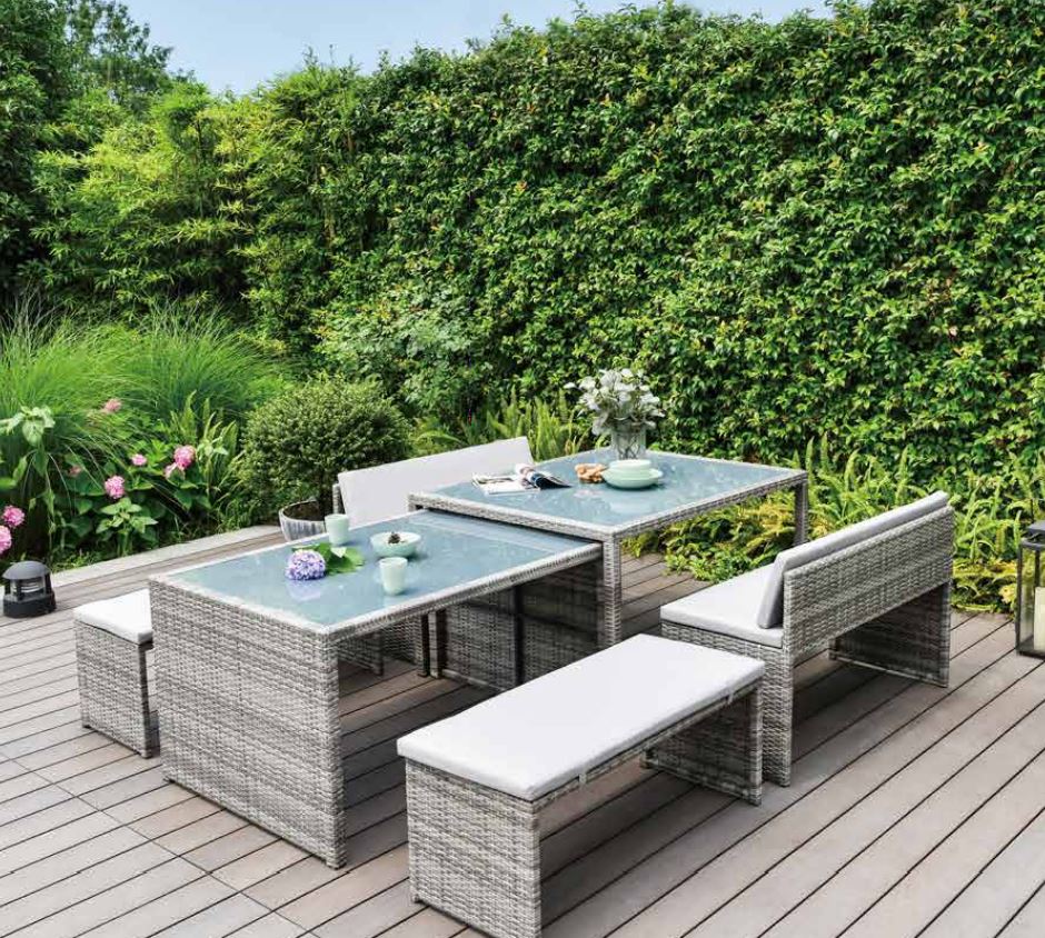 Melbourne Rattan Space Saving Garden Furniture 6 Piece - Grey