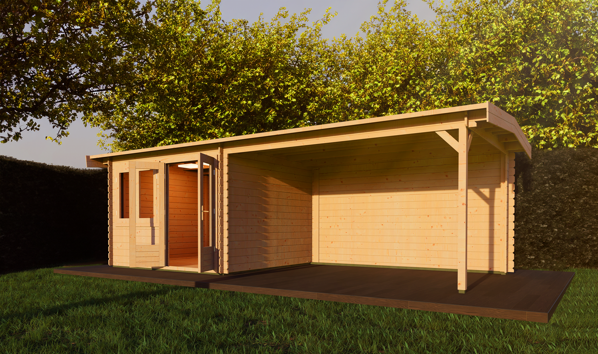 3x7m Log Cabin with Canopy