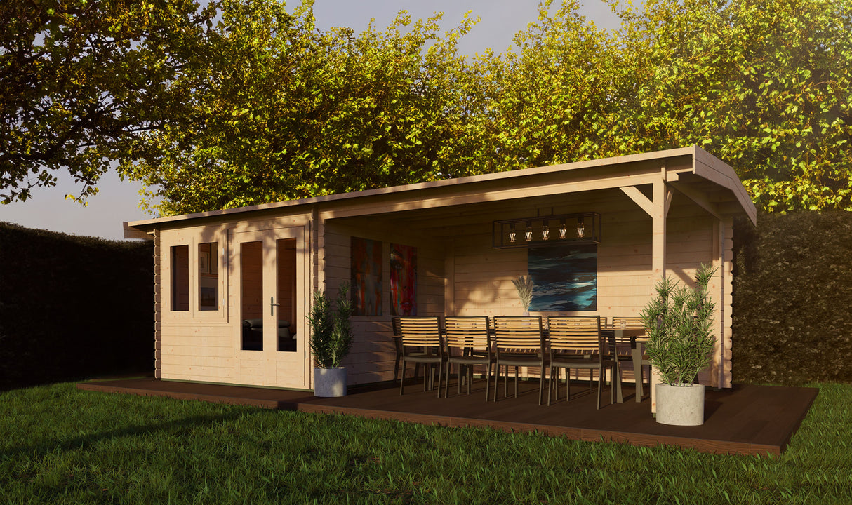 3x7m Log Cabin with Canopy