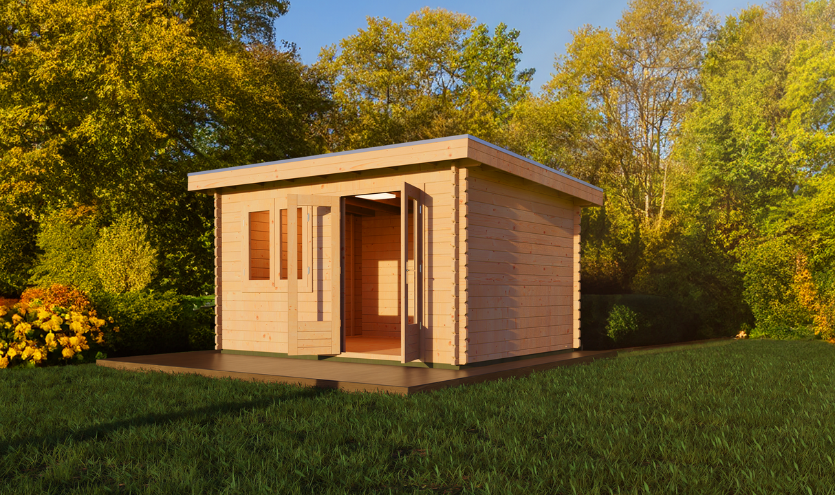 3x4m Log Cabin with Pent Roof