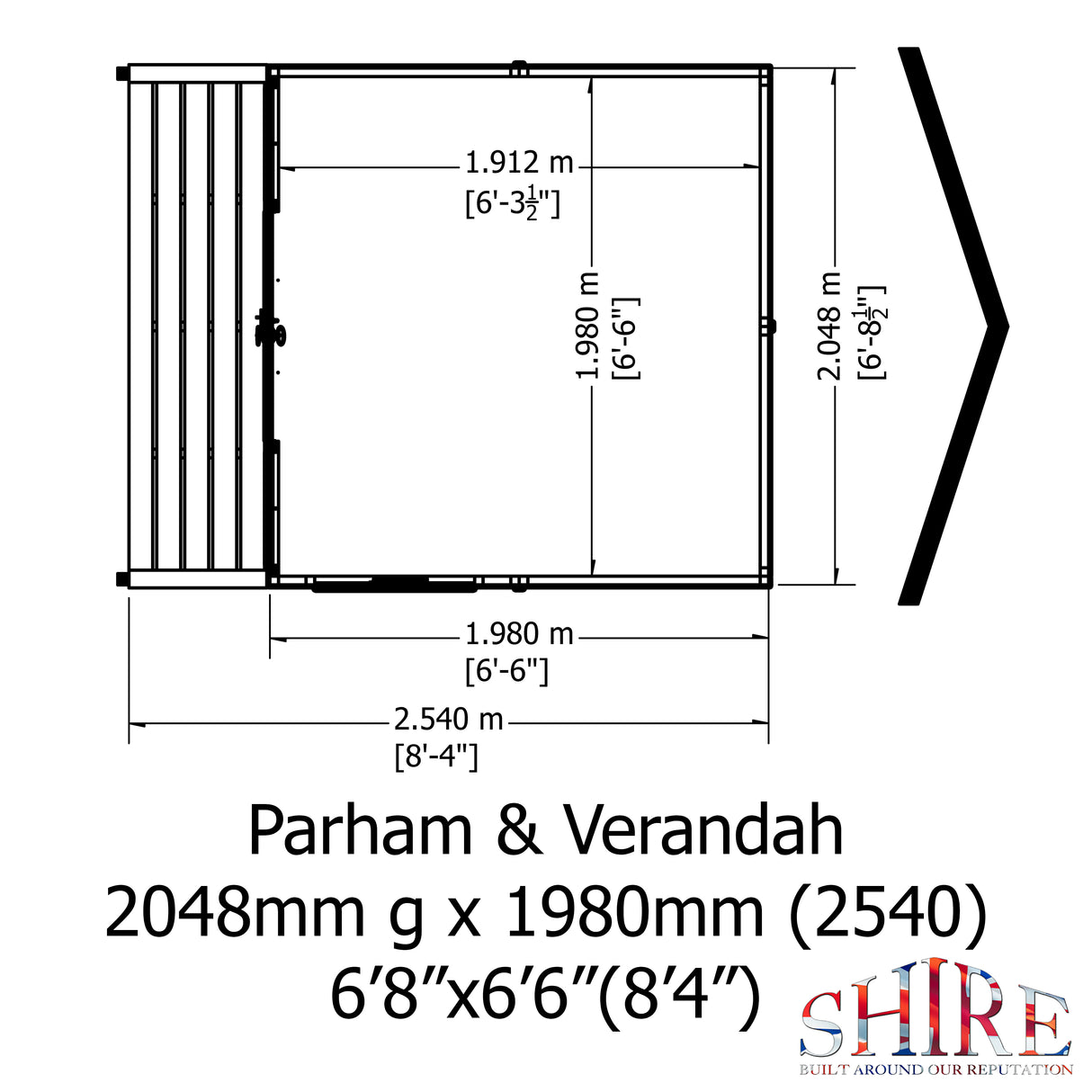 Shire Parham 7x7 Summerhouse with Verandah