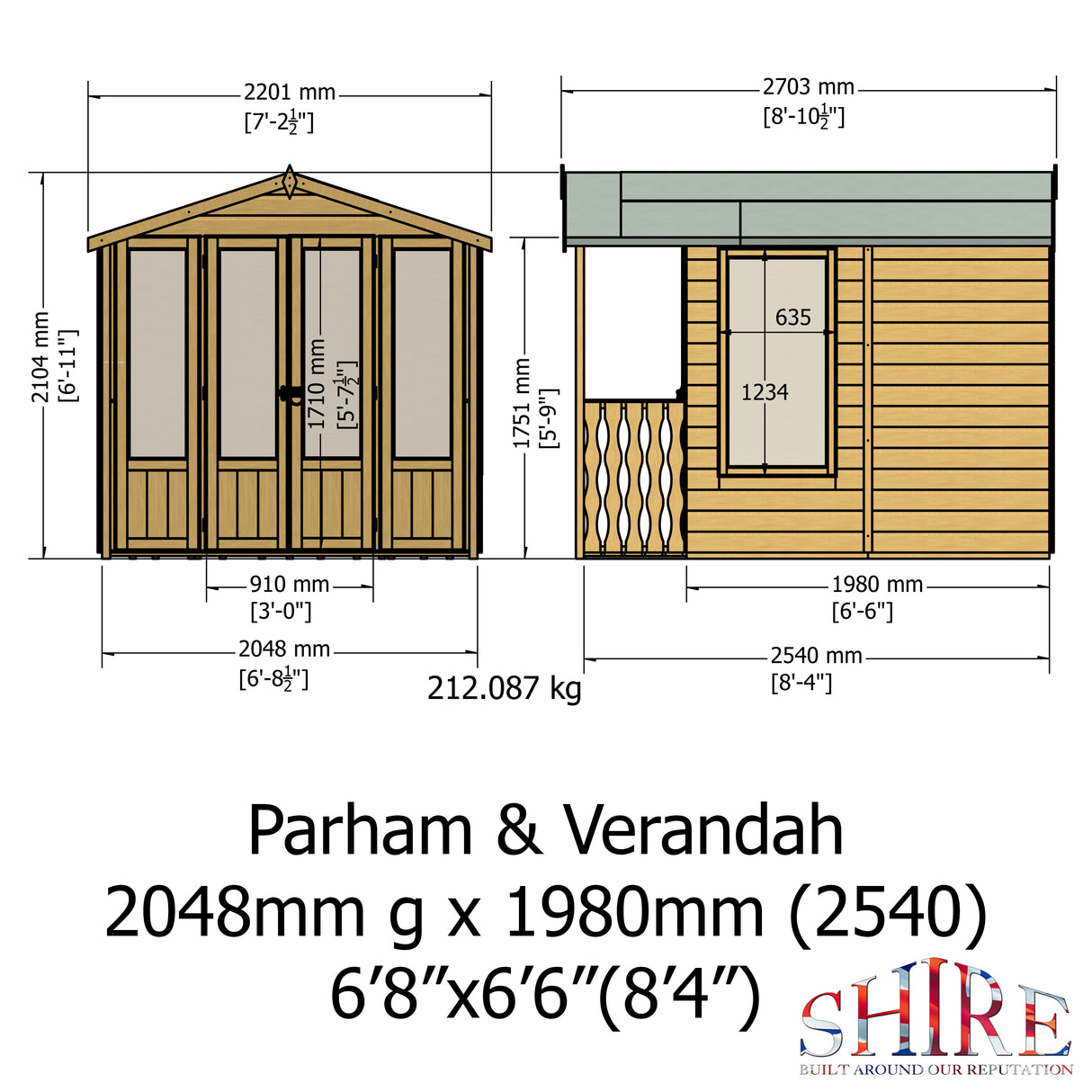 Shire Parham 7x7 Summerhouse with Verandah