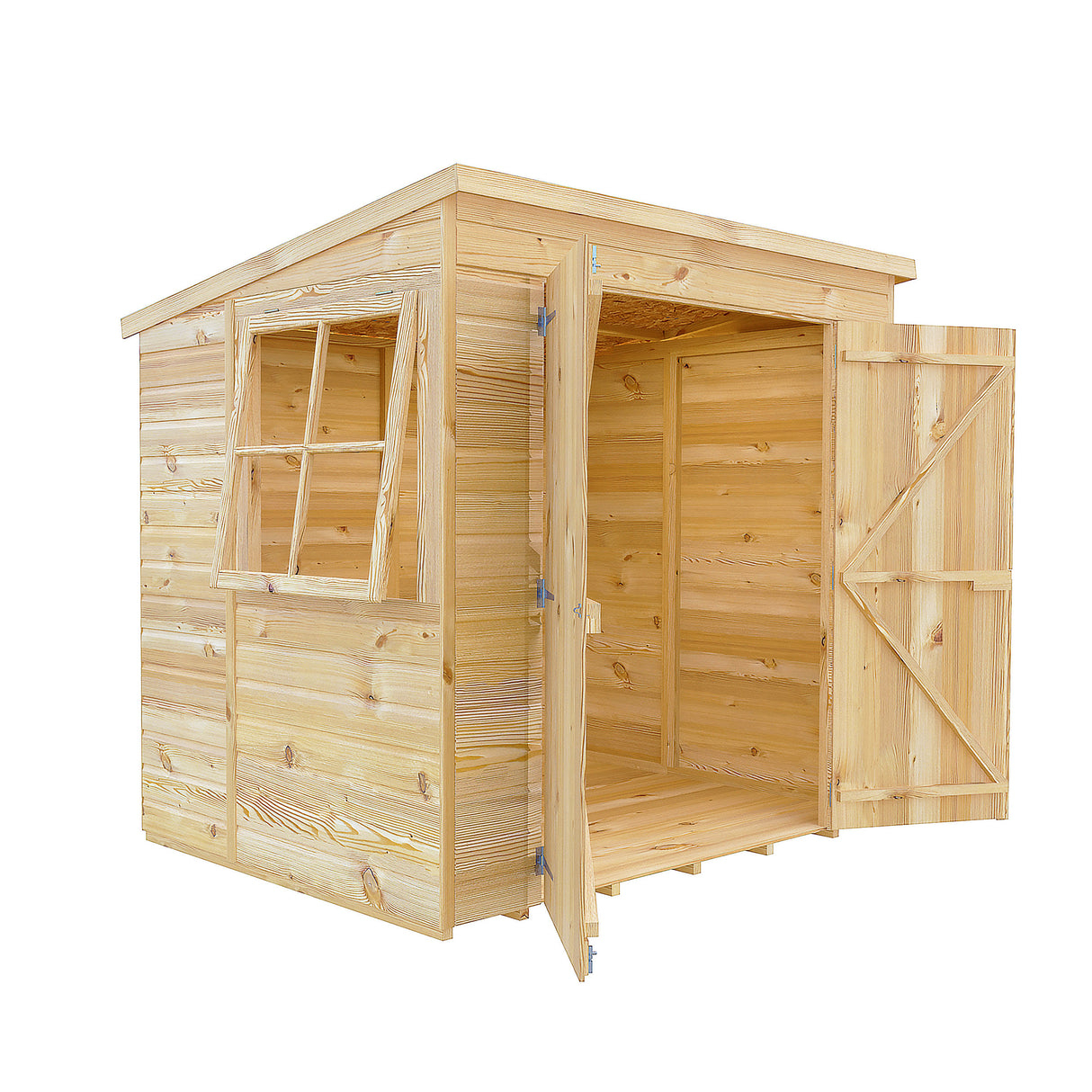 Pent 7 ft x 5 ft Shiplap Double Door Shed