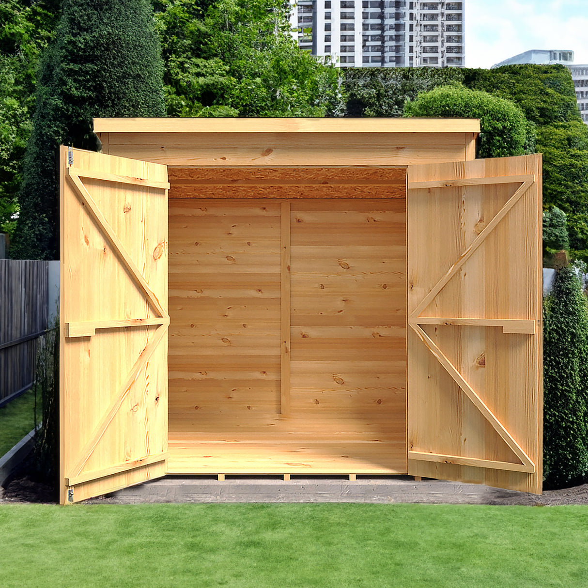 Pent 7 ft x 5 ft Shiplap Double Door Shed