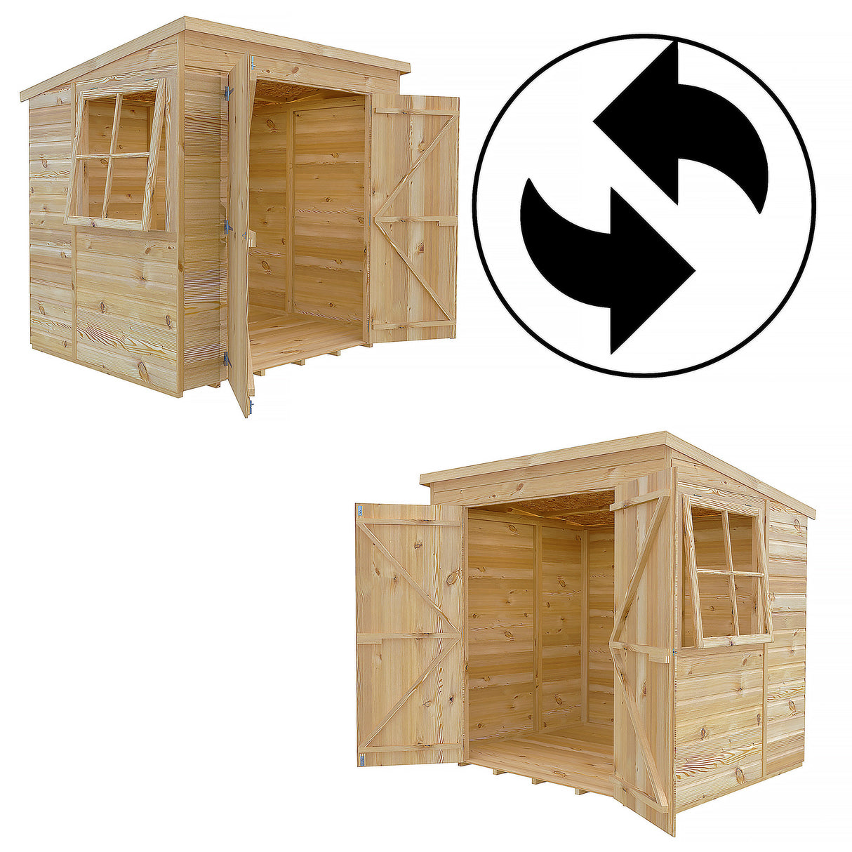 Pent 7 ft x 5 ft Shiplap Double Door Shed