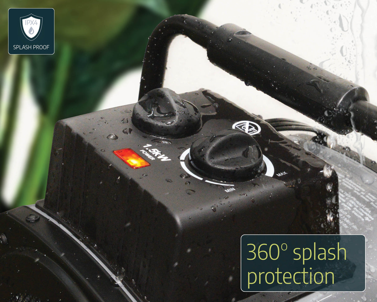 Portable Splash Resistant Greenhouse Fan Heater 2400W UK