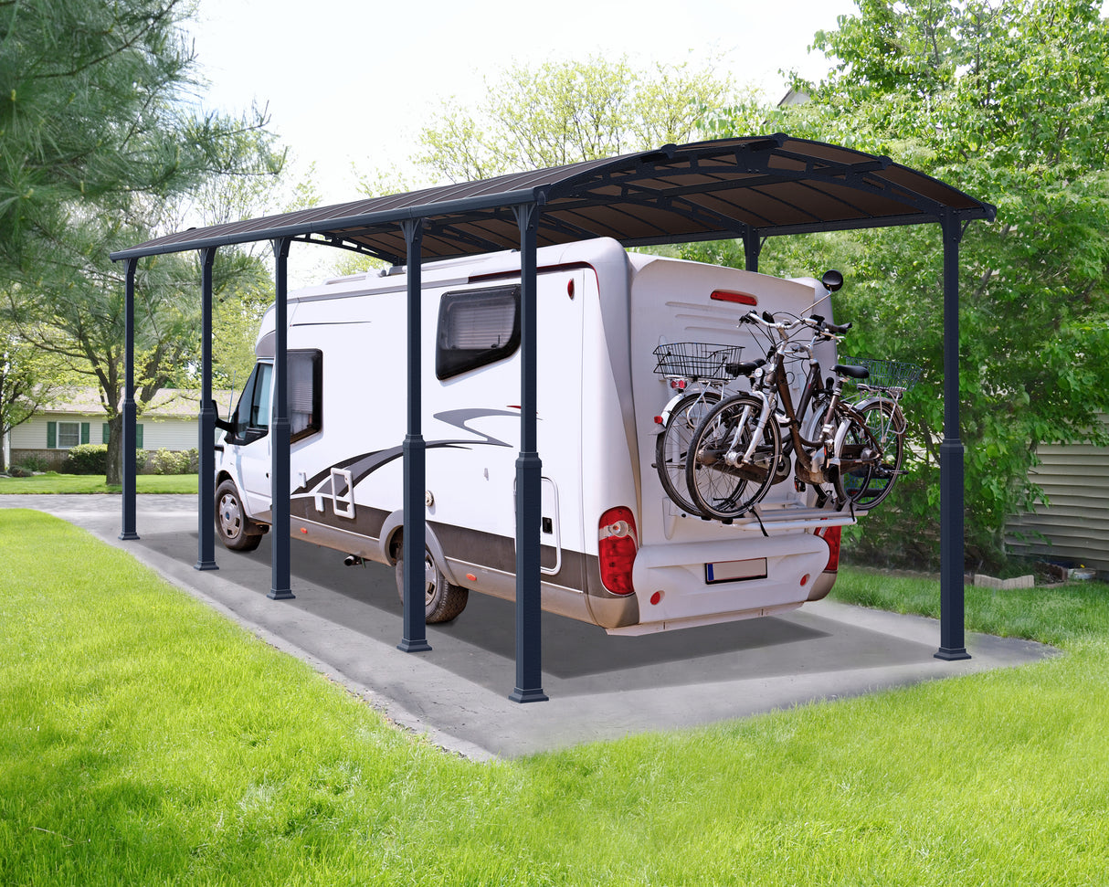 Alpine 12 ft. x 35 ft. Extra High Carport - Grey Aluminium & Twin-wall Polycarbonate Roof Panels