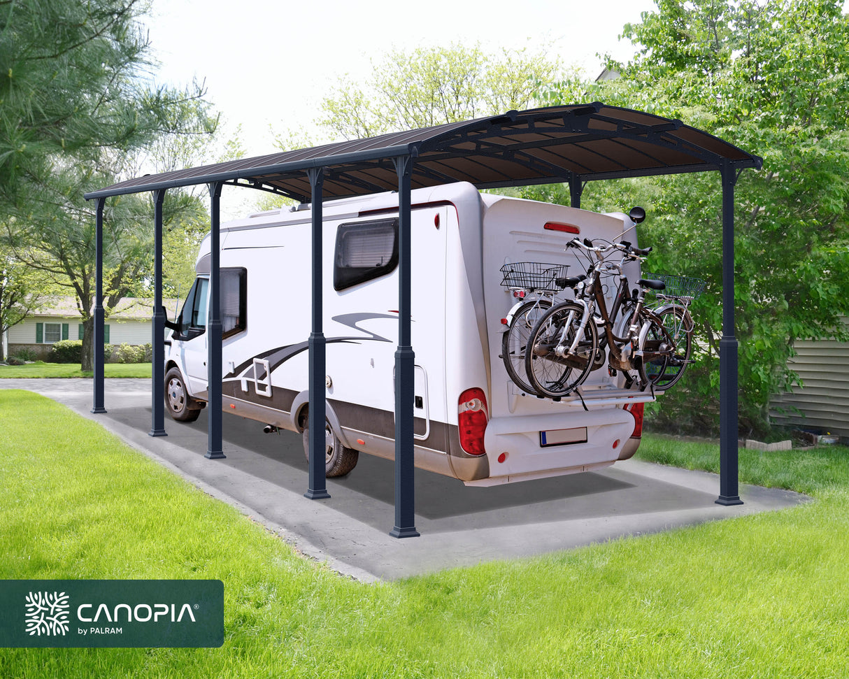 Alpine 12 ft. x 35 ft. Extra High Carport - Grey Aluminium & Twin-wall Polycarbonate Roof Panels