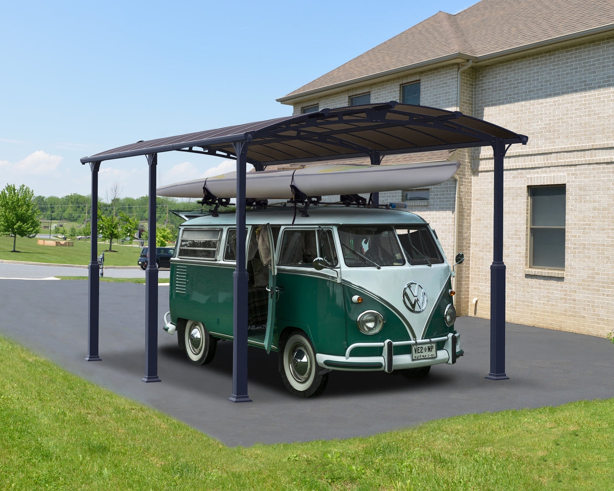 Alpine 12' x 21' Extra High Carport - Grey Aluminium & Twin-wall Polycarbonate Roof Panels
