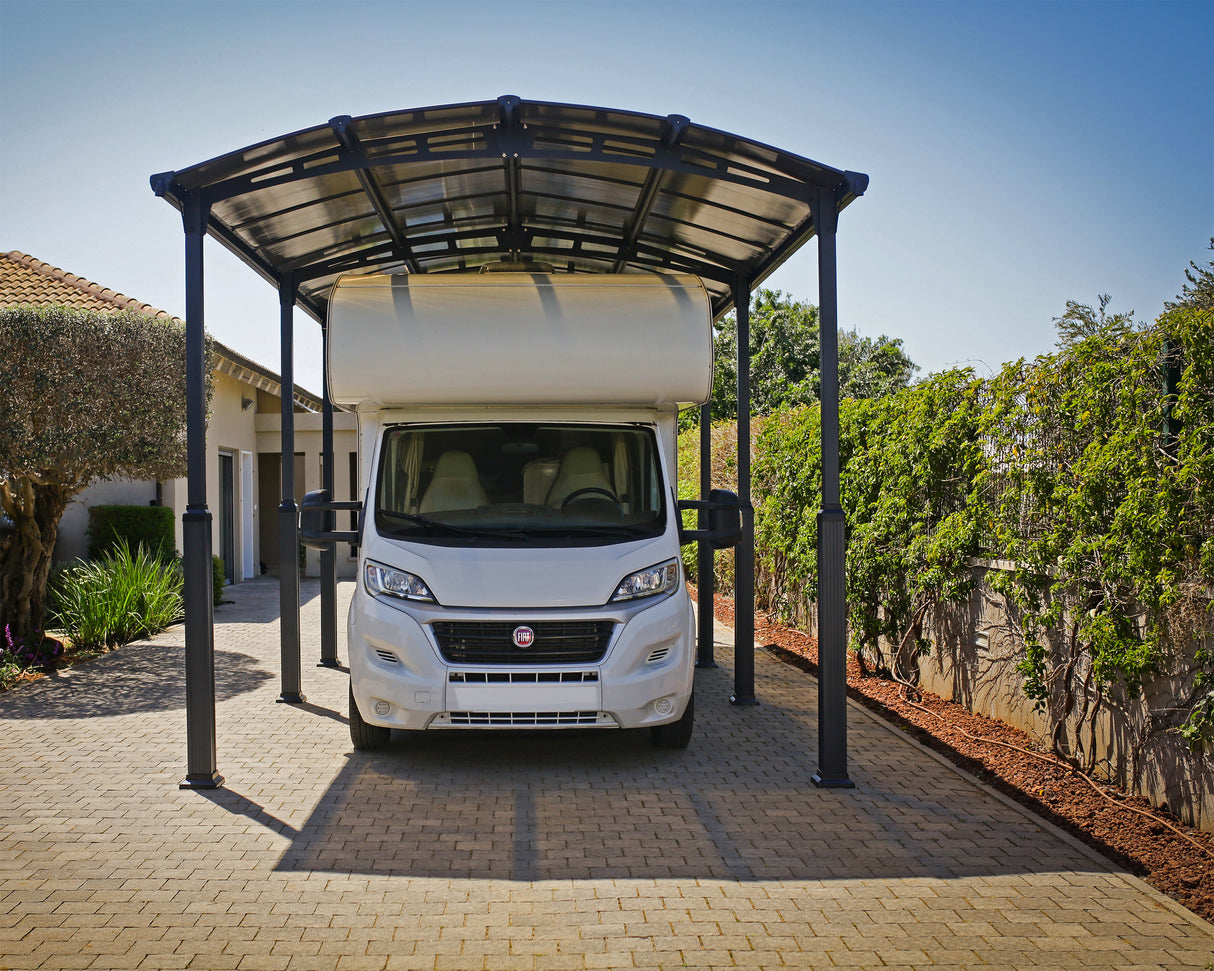 Alpine 12' x 28' Extra High Carport - Grey Aluminium & Twin-wall Polycarbonate Roof Panels