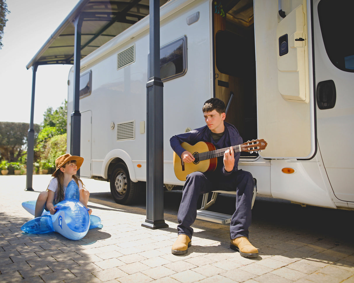 Alpine 12 ft. x 35 ft. Extra High Carport - Grey Aluminium & Twin-wall Polycarbonate Roof Panels