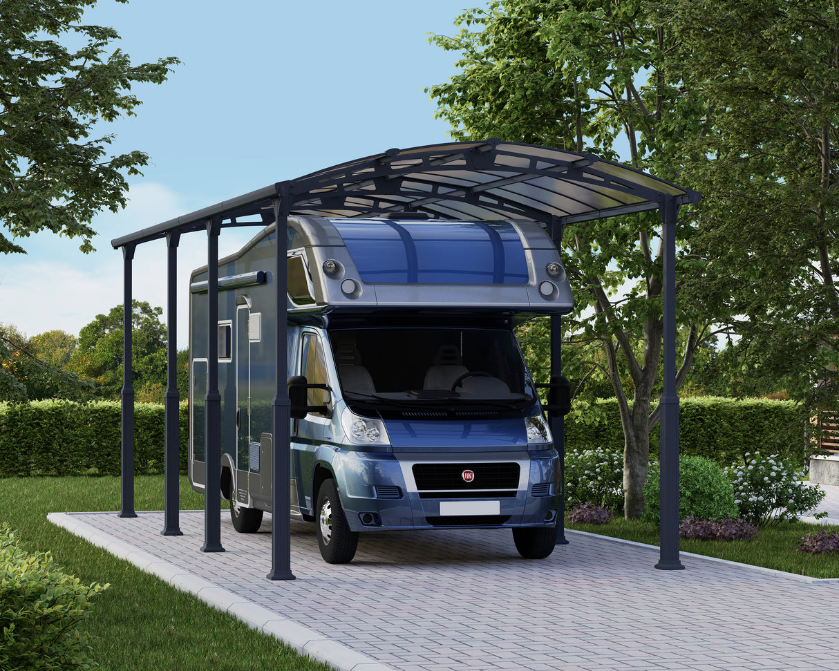 Alpine 12' x 28' Extra High Carport - Grey Aluminium & Twin-wall Polycarbonate Roof Panels