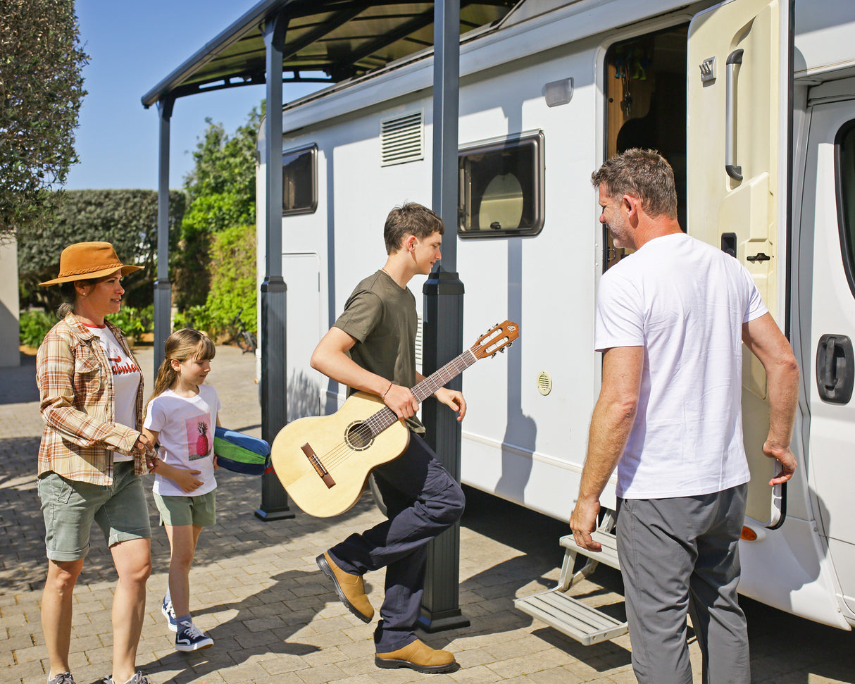Alpine 12 ft. x 35 ft. Extra High Carport - Grey Aluminium & Twin-wall Polycarbonate Roof Panels