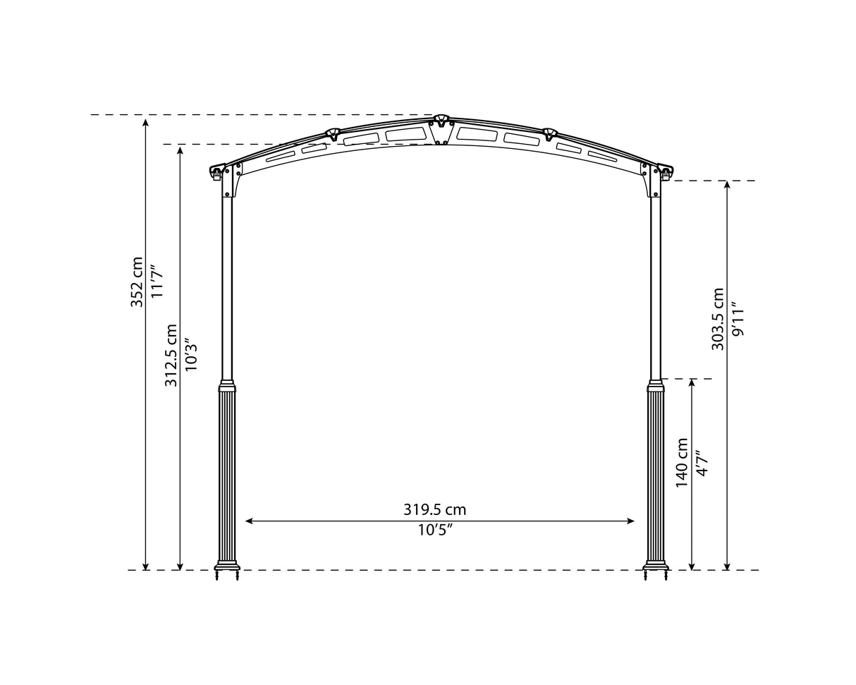 Alpine 12 ft. x 35 ft. Extra High Carport - Grey Aluminium & Twin-wall Polycarbonate Roof Panels