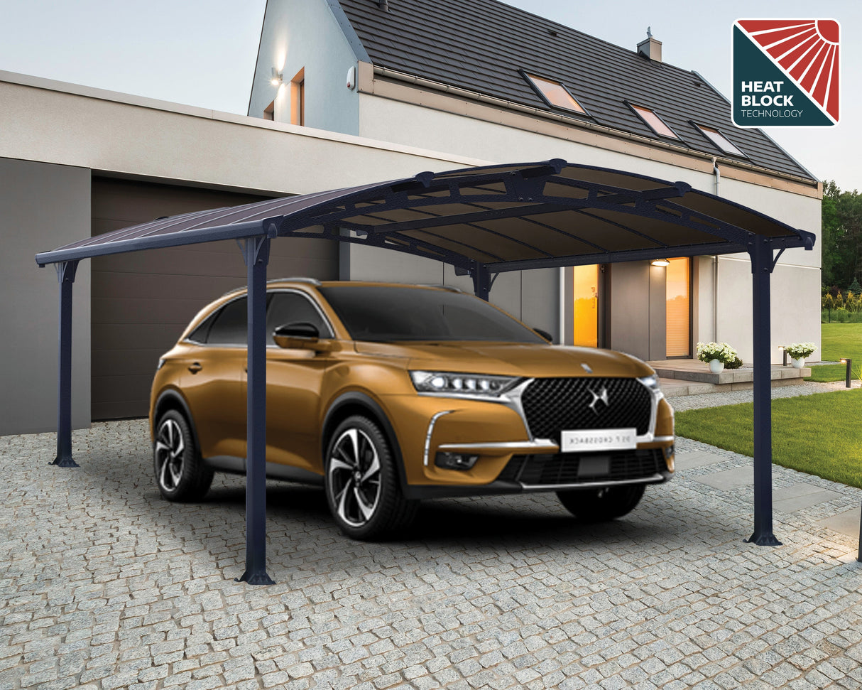 Arcadia 4300 Carport - Grey with Polycarbonate Roof