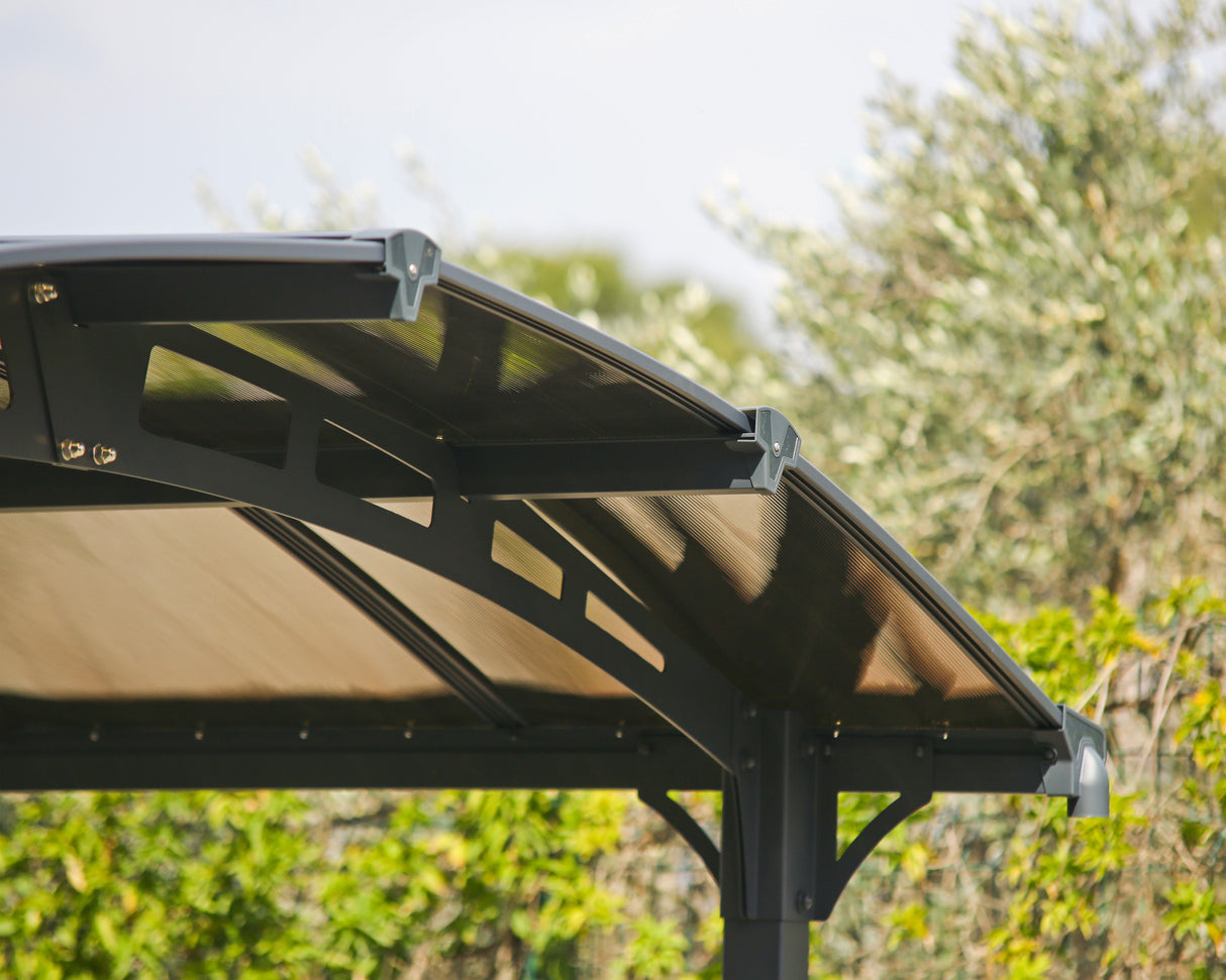 Tucson 3.6m x 5.1m Garden Gazebo in Grey with Polycarbonate Roof