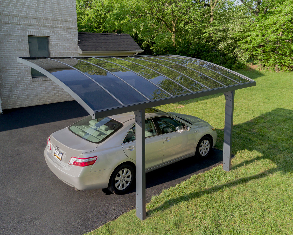 Arizona Breeze 10' x 16' Cantilever Carport- Grey & Twin-Wall Polycarbonate Roof Panels