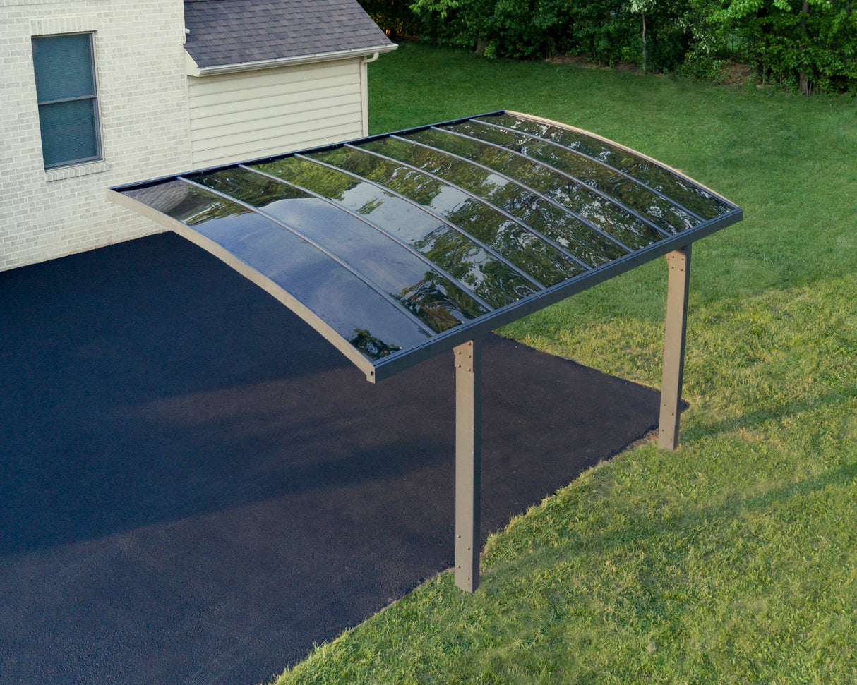 Arizona Breeze 10' x 16' Cantilever Carport- Grey & Twin-Wall Polycarbonate Roof Panels