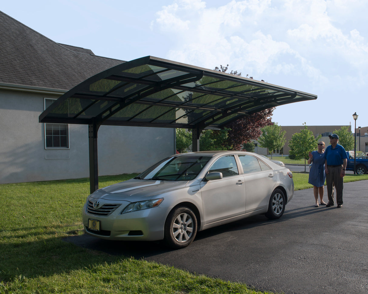 Arizona Breeze 10' x 16' Cantilever Carport- Grey & Twin-Wall Polycarbonate Roof Panels